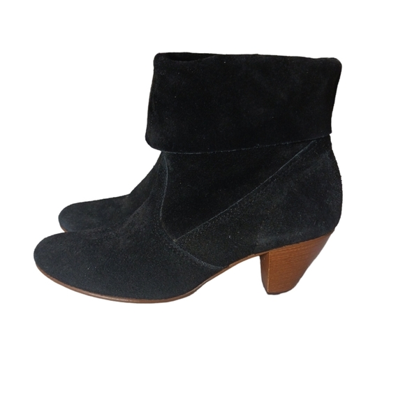 Convertable Black Suede Fold Down Ankle Boots Booties - Picture 3 of 13
